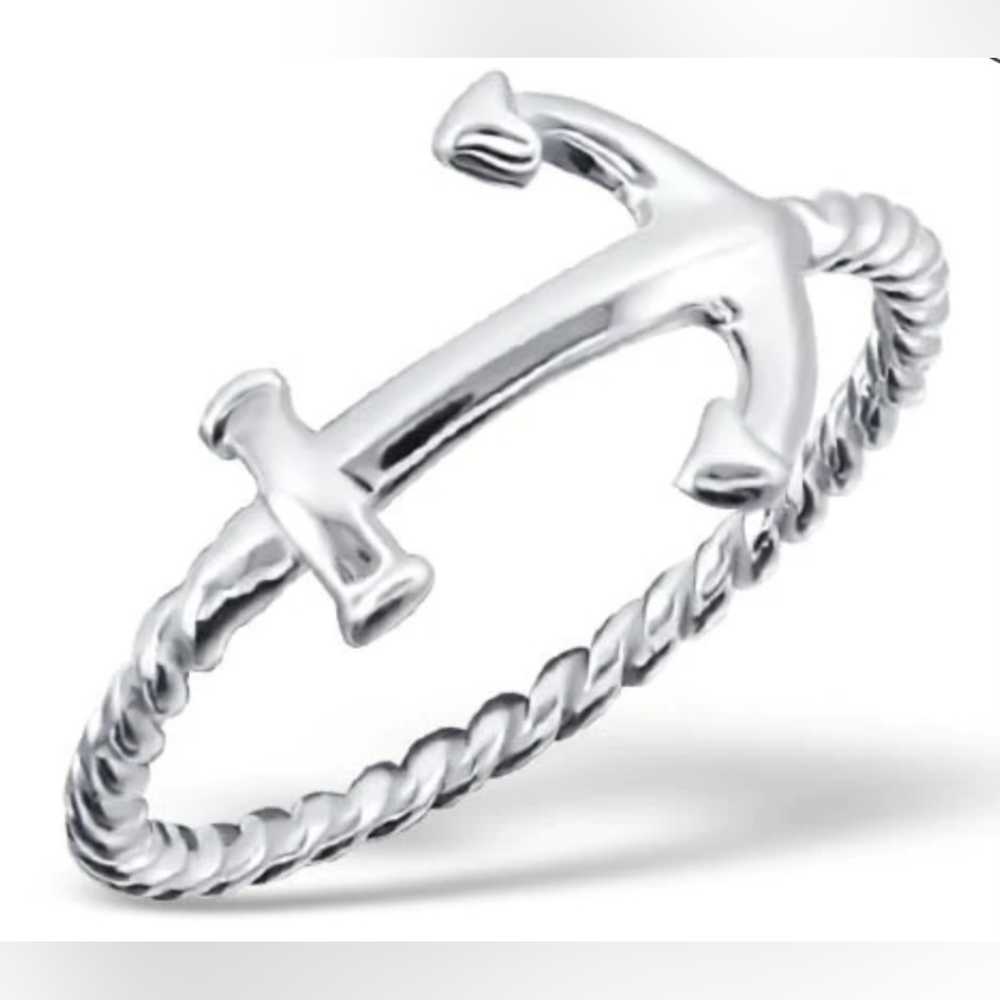 STERLING SILVER ROPE ANCHOR RING SIZE 8.5 - Picture 2 of 13